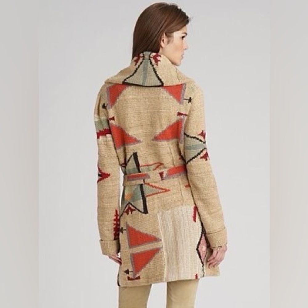 Ralph Lauren Handknit Southwestern Indian Blanket Patchwork Cardigan Sweater